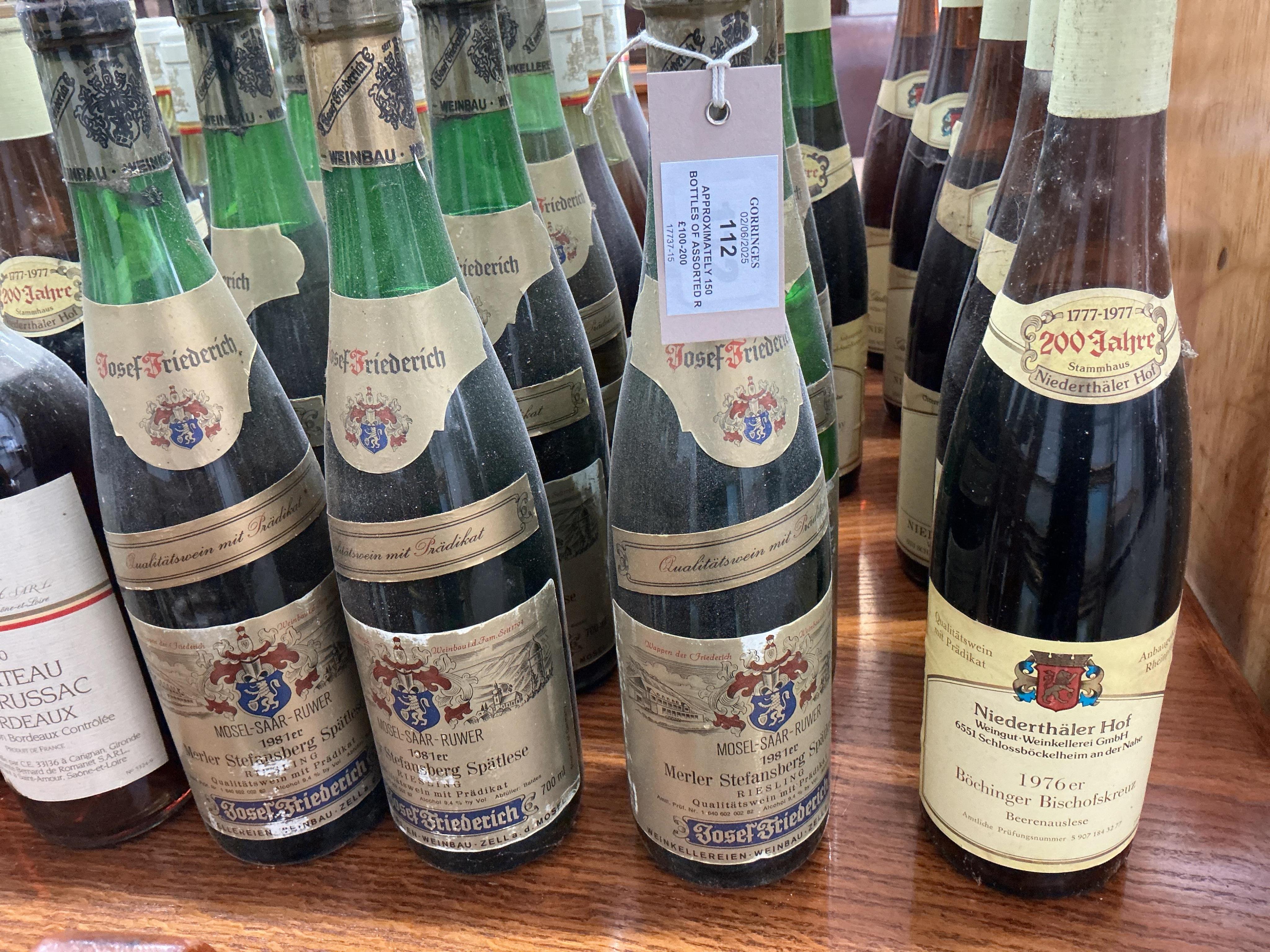 Approximately 150 bottles of assorted red, white and rosé wine together with two bottles of port